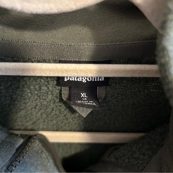 Boys Patagonia dark green better sweater 1/4 zip pullover jacket size 14 XL - Picture 7 of 7
